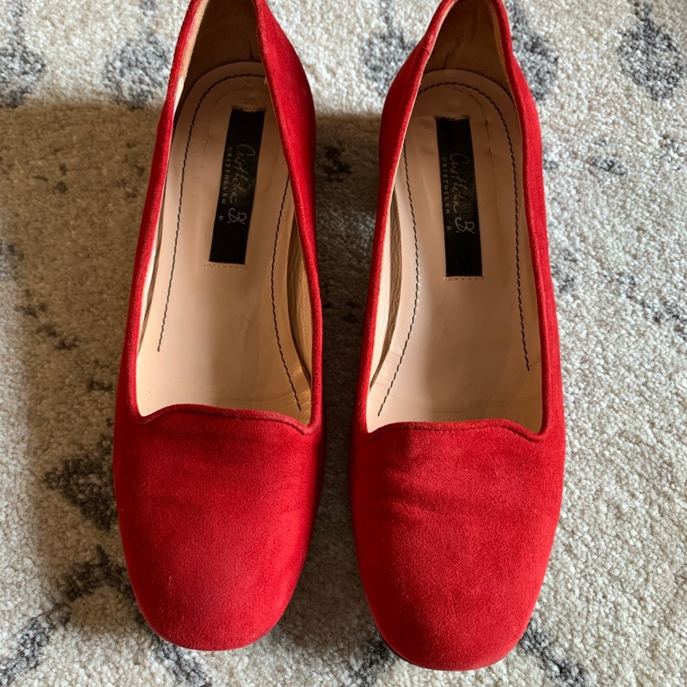 Red Suede Leather Loafers